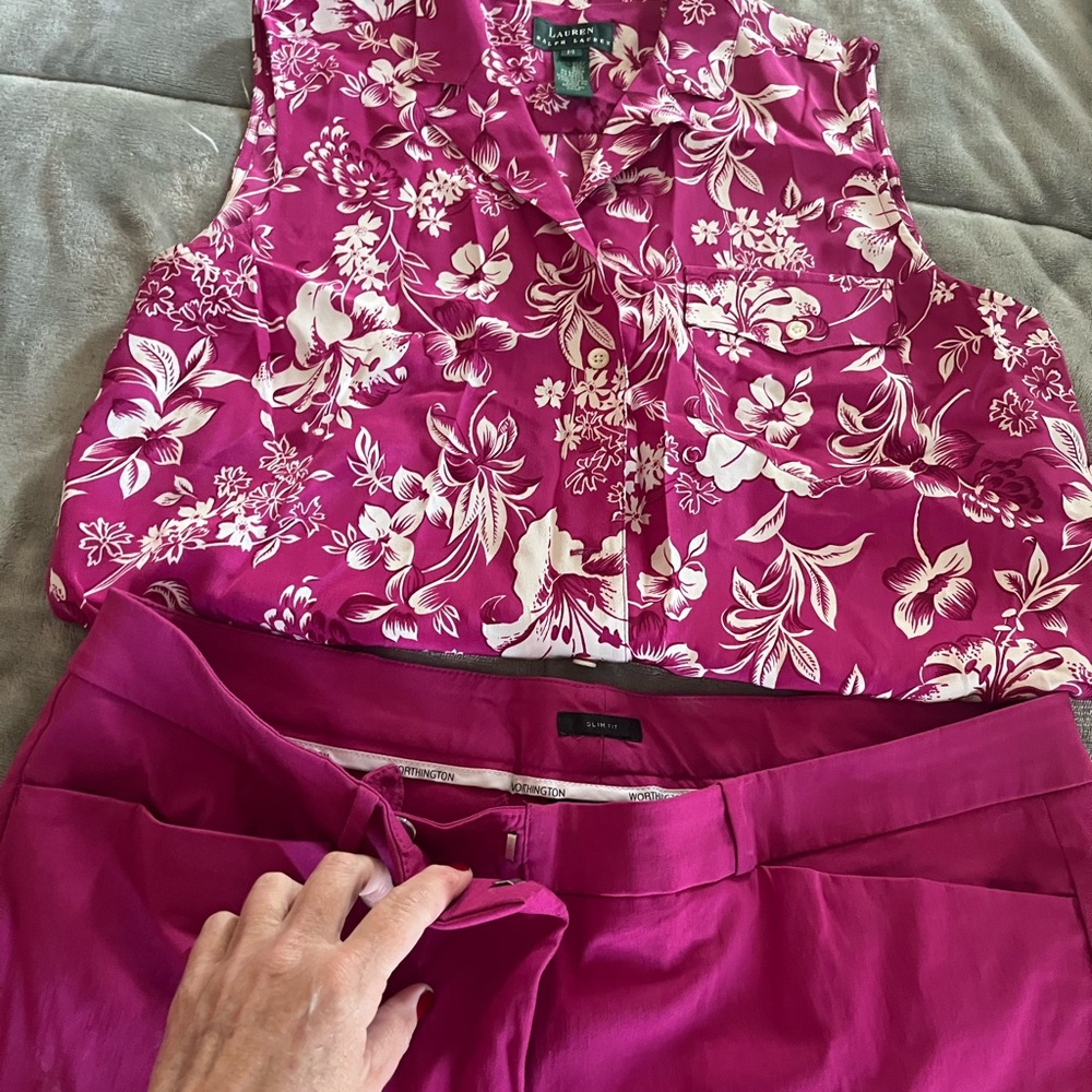Ralph Lauren Floral Silk Blouse Size 14